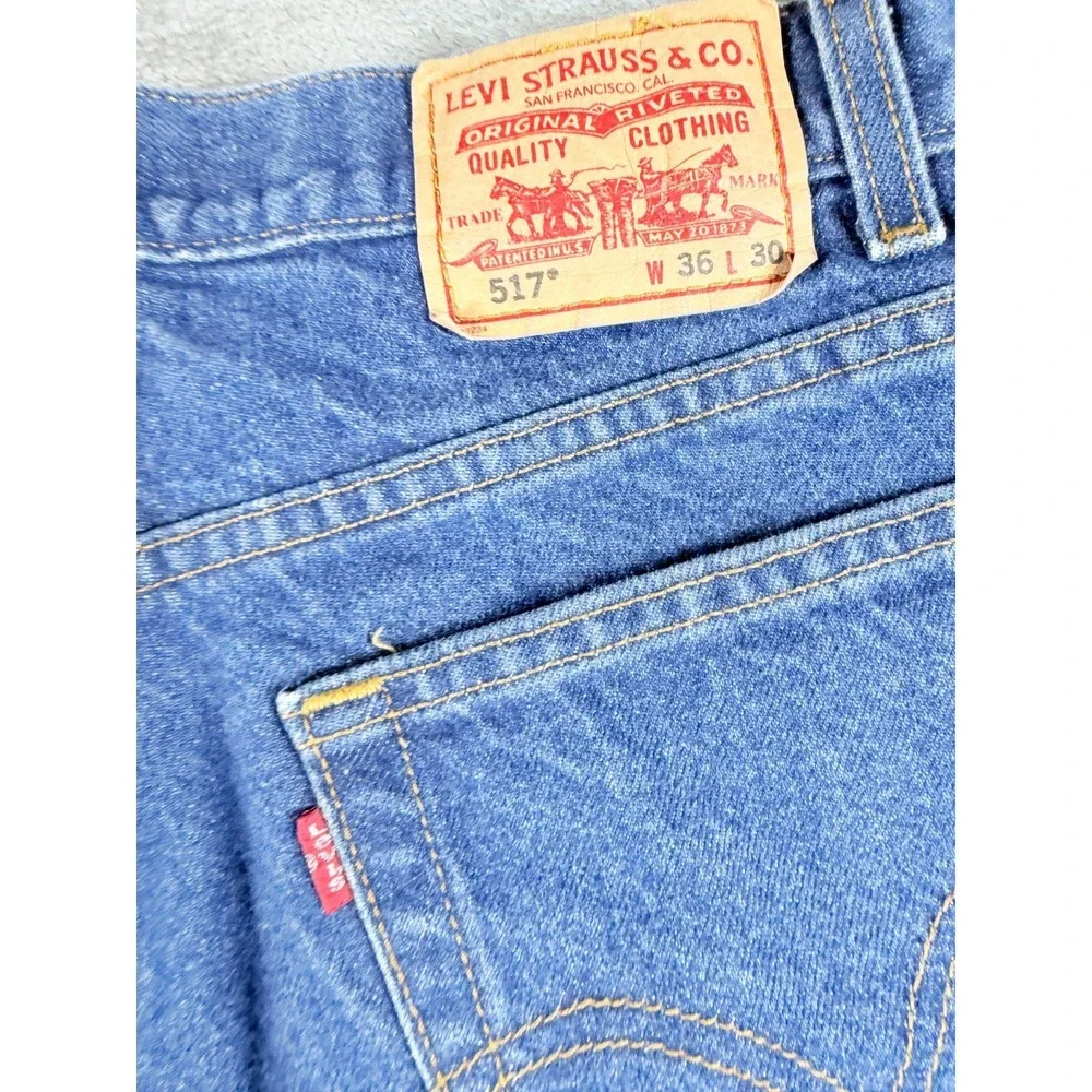 Vtg Levis 517 Boot Cut Jeans Mens 36x30 Blue Denim Red Tab Mexico